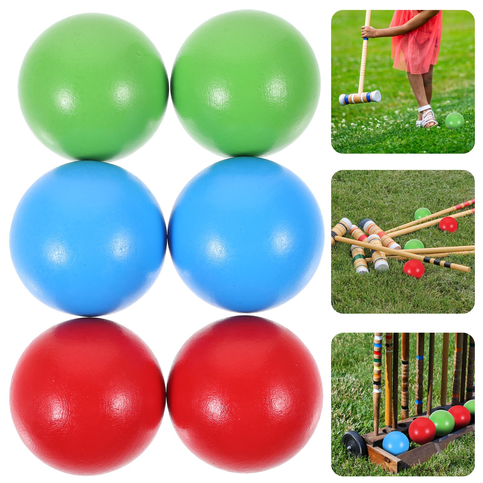 6Pcs Croquet Wooden Ball Set C - Bocce Ball Lawn ulasan dan harga