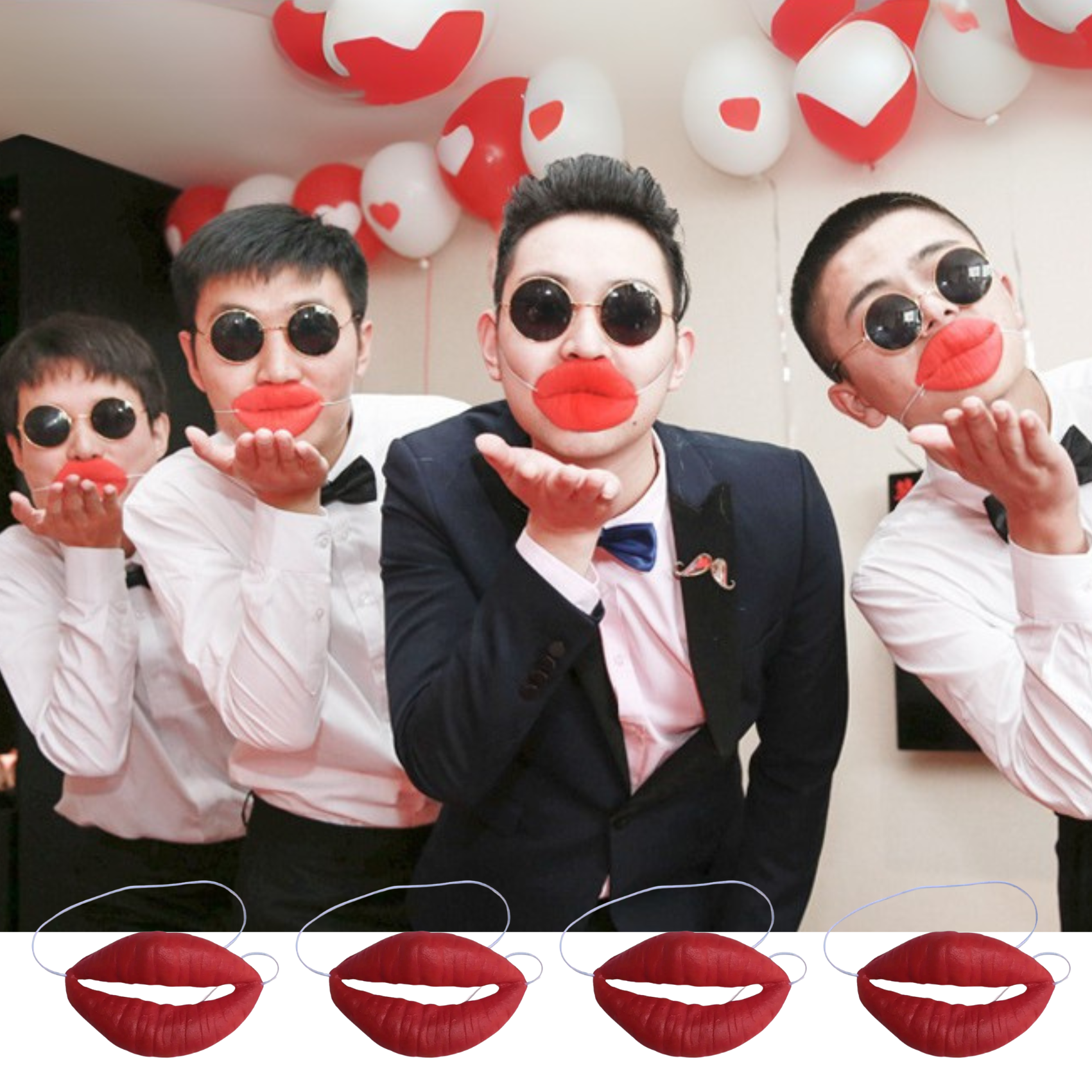 4pcs lips props, wedding game  - Party Games Adults Indoor ulasan dan harga